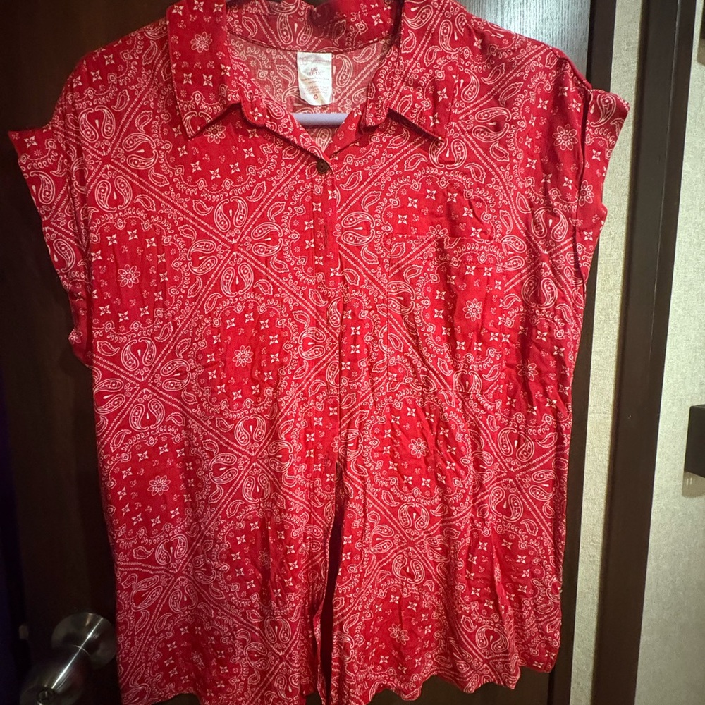 Red Paisley Button Down Shirt